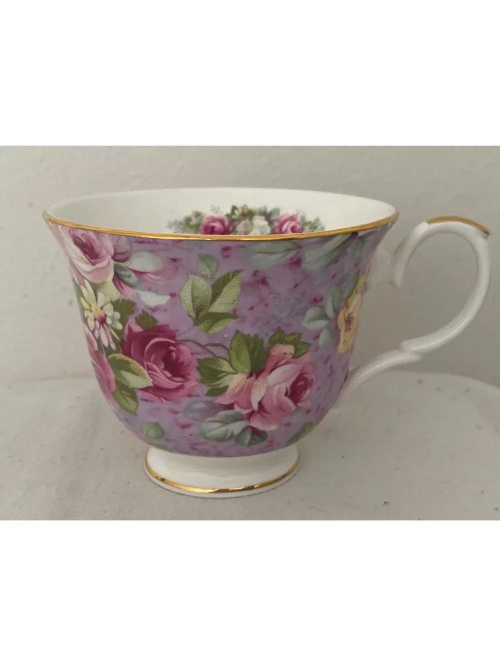 VTG Crown Trent Cup Saucer Pink Lavender Floral Chintz England Replacement